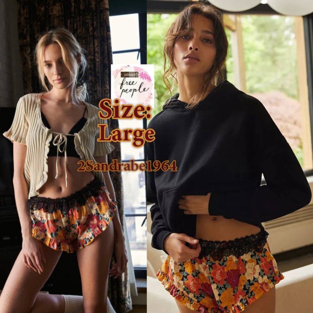 Free People Intimately Golden Slumber Shorts - Color: Black Combo